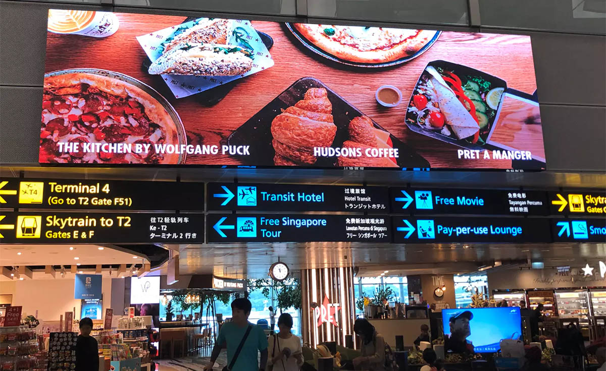 Diversified content of airport display screens